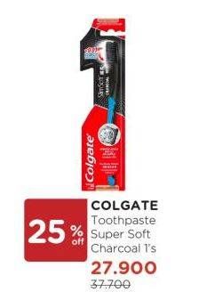 Promo Harga Colgate Toothbrush Charcoal Super Soft 1 pcs - Watsons