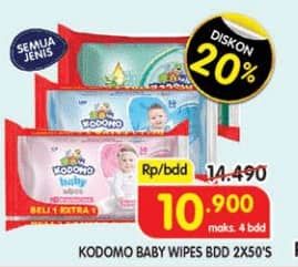 Promo Harga Kodomo Baby Wipes All Variants 50 pcs - Superindo