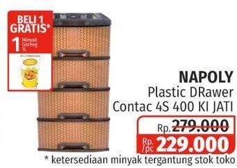 Promo Harga NAPOLLY Plastic Drawer Rattan Motif 4 Susun  - Lotte Grosir