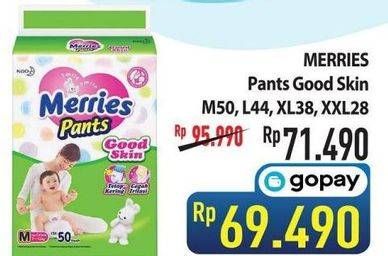 Promo Harga Merries Pants Good Skin M50, XXL28, L44, XL38 28 pcs - Hypermart