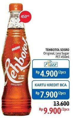 Promo Harga SOSRO Teh Botol Original, Less Sugar per 2 botol 450 ml - Alfamidi