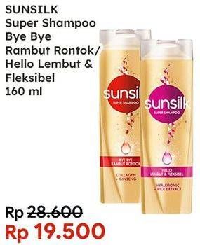 Promo Harga SUNSILK Super Shampoo Bye Bye Rambut Rontok, Hello Lembut Fleksibel 160 ml - Indomaret