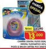 Promo Harga CHARMI Dental Floss 50m, Dental Floss & Pick 30s, Picks & Brush 3x60s  - Superindo