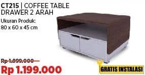 Promo Harga Courts CT215 | Coffe Table Drawer 2 Arah  - COURTS