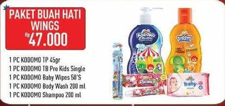 Promo Harga KODOMO Pasta Gigi + Sikat Gigi Pro Kids + Baby Wipes + Body Wash + Shampoo  - Hypermart