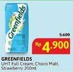Promo Harga Greenfields UHT Choco Malt, Full Cream, Strawberry 200 ml - Alfamidi