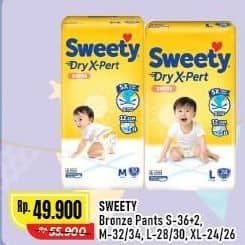 Promo Harga Sweety Bronze Pants Dry X-Pert S36+2, M32, M34, L28, L30, XL24, XL26 24 pcs - Alfamart