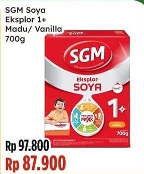 Promo Harga SGM Eksplor Soya 1-5 Susu Pertumbuhan Madu, Vanila 700 gr - Indomaret