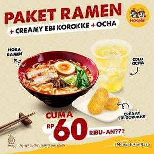 Harga Paket Ramen + Creamy Ebi Korokke + Ocha