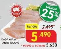 Promo Harga Ayam Dada Boneless per 100 gr - Superindo