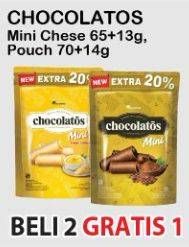 Promo Harga CHOCOLATOS Wafer Roll Mini, Mini Cheese 78 gr - Alfamart