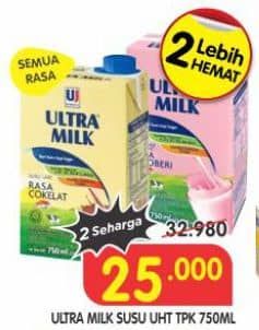 Promo Harga Ultra Milk Susu UHT All Variants 750 ml - Superindo