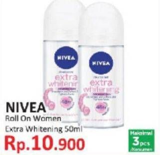 Promo Harga NIVEA Deo Roll On Extra Whitening 50 ml - Indomaret