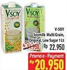 Promo Harga V-SOY Soya Bean Milk Multi Grain, Original, Low Sugar 1000 ml - Hypermart