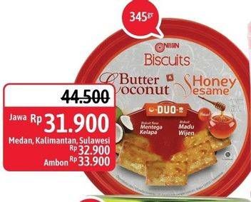Promo Harga NISSIN Biscuits Duo Butter Coconut Honey Sesame 345 gr - Alfamidi