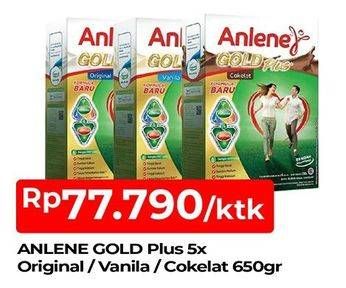 Promo Harga ANLENE Gold Plus 5x Hi-Calcium Coklat, Vanila, Original 650 gr - TIP TOP