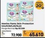 Promo Harga Merries Pants Skin Protection S34, XL22, M30, L26 22 pcs - Carrefour