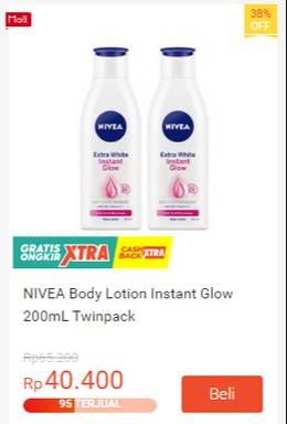 Promo Harga Nivea Body Lotion Instant Glow 200 ml - Shopee