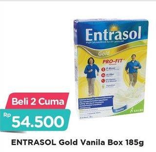 Promo Harga ENTRASOL Gold Susu Bubuk Vanilla per 2 box 185 gr - Alfamart