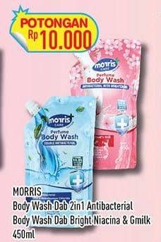 Promo Harga Morris Body Wash 2 In 1 Antibacterial, Bright Niacina Milk 450 ml - Hypermart
