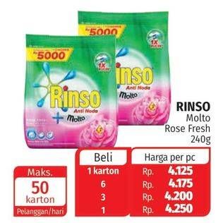 Promo Harga RINSO Anti Noda Deterjen Bubuk + Molto Pink Rose Fresh 240 gr - Lotte Grosir