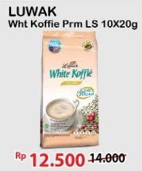 Promo Harga Luwak White Koffie Less Sugar per 10 sachet 20 gr - Alfamart