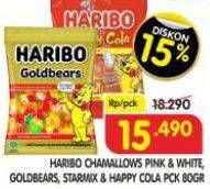 Promo Harga Haribo Candy Gummy Starmix, Gold Bears, Happy Cola, Chamallows Pink White 70 gr - Superindo
