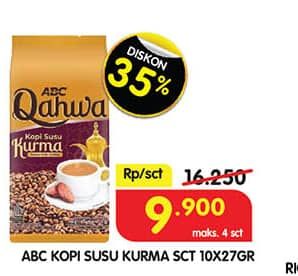 Promo Harga ABC Kopi Susu Kurma per 10 sachet 27 gr - Superindo