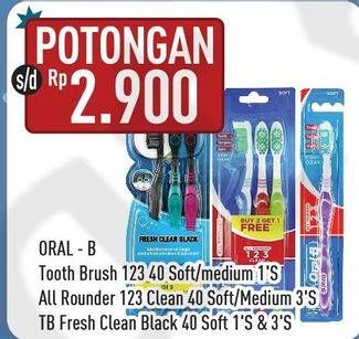 Promo Harga ORAL B Toothbrush All Rounder 123/Fresh Clean Black Toothbrush  - Hypermart