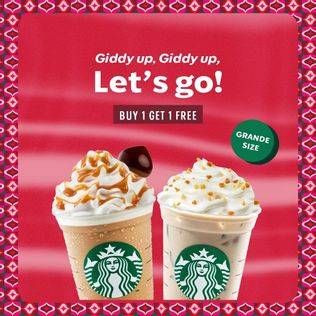 Promo Harga Buy 1 Get 1 Free  - Starbucks