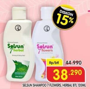 Promo Harga Selsun Shampoo Anti Dandruff 7 Flowers, Anti Dandruff 7 Herbal 120 ml - Superindo