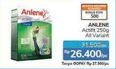 Promo Harga ANLENE Actifit Susu High Calcium All Variants 250 gr - Alfamidi