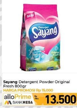 Promo Harga Sayang Detergent Powder Original Fresh 800 gr - Carrefour