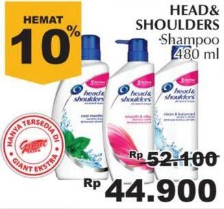 Promo Harga HEAD & SHOULDERS Shampoo 480 ml - Giant