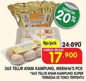 Promo Harga 365 Telur Ayam Kampung Merah, Super 6 pcs - Superindo
