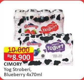 Promo Harga CIMORY Mini Yogurt Drink Strawberry, Blueberry per 4 pcs 70 ml - Alfamart