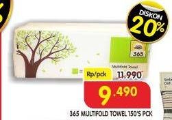 Promo Harga 365 Multifold Towel 150 sheet - Superindo