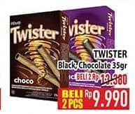 Promo Harga Delfi Twister Wafer Stick Black Vanilla, Choco 45 gr - Hypermart