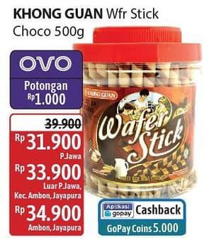 Promo Harga Khong Guan Wafer Stick Chocolate 500 gr - Alfamidi