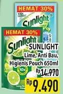 Promo Harga Sunlight Pencuci Piring Jeruk Nipis 100, Anti Bau With Daun Mint, Higienis Plus With Habbatussauda 650 ml - Hypermart