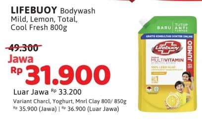 Promo Harga Lifebuoy Body Wash Mild Care, Lemon Fresh, Total 10, Cool Fresh 800 ml - Alfamidi