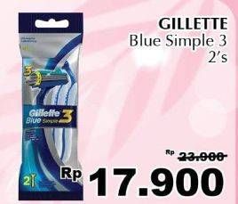 Promo Harga GILLETTE Blue 3 Simple 2 pcs - Giant