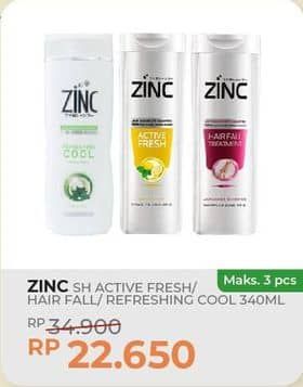 Promo Harga Zinc Shampoo Active Fresh Lemon, Hair Fall Treatment, Refreshing Cool 340 ml - Yogya