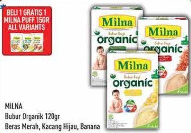 Promo Harga MILNA Bubur Bayi Organic Beras Merah, Kacang Hijau, Pisang 120 gr - Hypermart