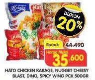 Promo Harga HATO Chicken Karage/ Spicy Wing/ Nugget Dino 500 gr - Superindo