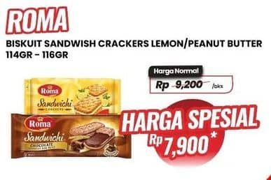 Promo Harga Roma Sandwich Lemon, Peanut Butter 114 gr - Carrefour