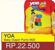 Promo Harga YOA Baby Diapers Pants M20  - Yogya