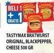 Promo Harga TASTYMAX Bratwurst Original, Blackpapper, Chesee per 6 pcs 500 gr - Hypermart