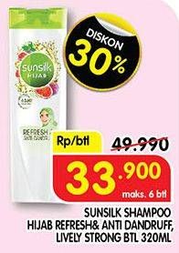 Promo Harga SUNSILK Hijab Shampoo Lively Strong Hairfall Solution, Refresh Anti Dandruff 320 ml - Superindo
