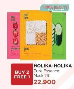 Promo Harga HOLIKA Pure Essence Masker Rice, Cucumber, Strawberry  - Watsons